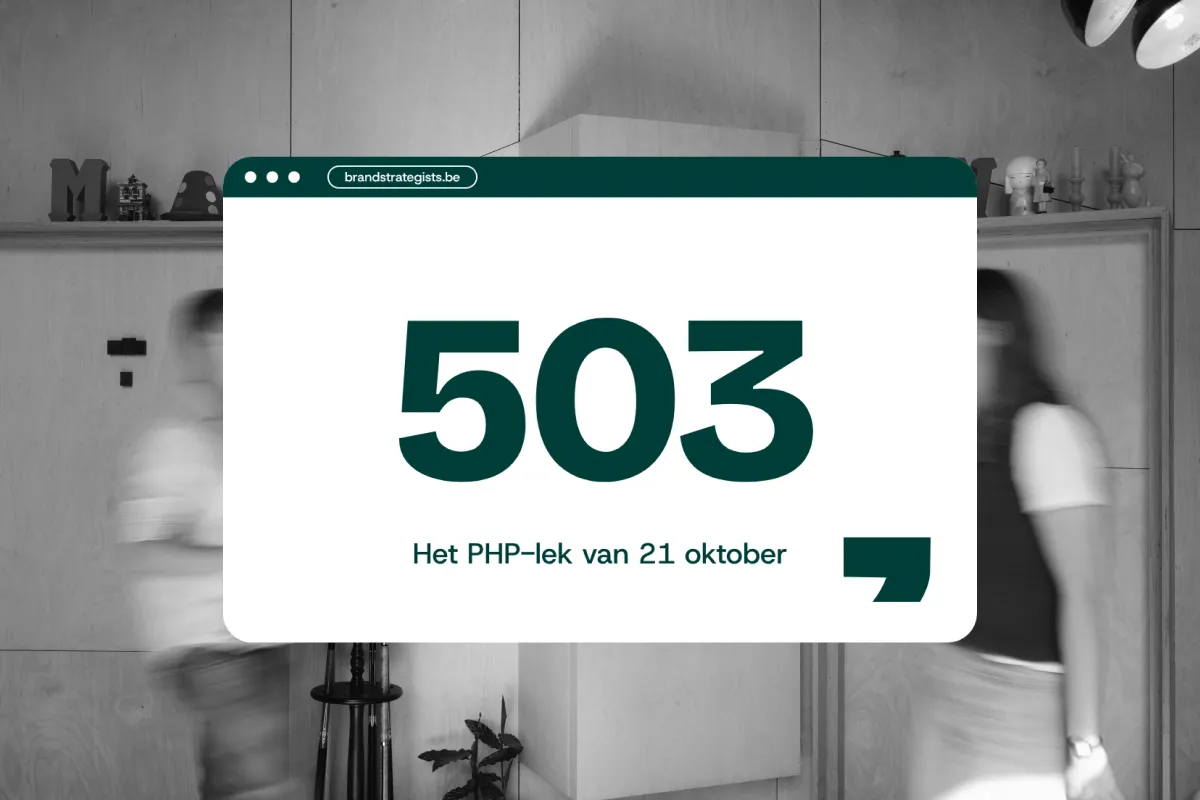 Foutcode 503 na het PHP-lek van 21 oktober, op een zwart-witfoto van het Comma-kantoor.