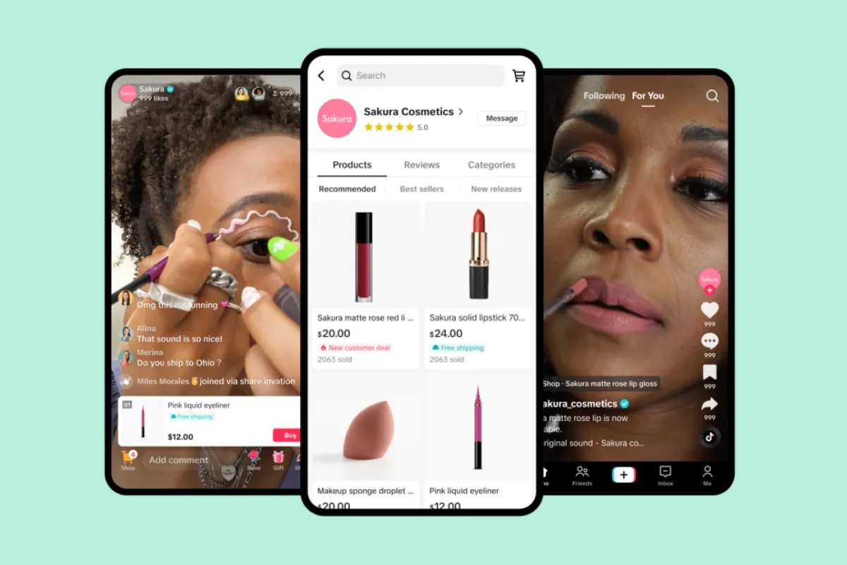 TikTok Shop-platform met shoppable video's, productpagina's en livestream shopping, waarmee merken content, community en e-commerce combineren voor meer online conversies.